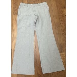 Gap Pants Gray Linen Blend Women's 12 Long Hip Slung Fit Flared Leg Classic NWT